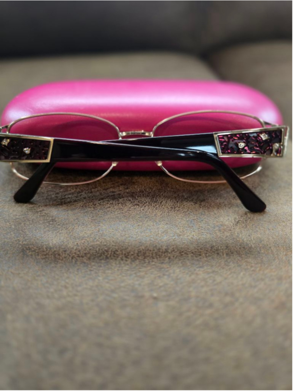 Women's Highland Parke Gold & Burgundy Glasses Frames Only - Picture 4 of 7